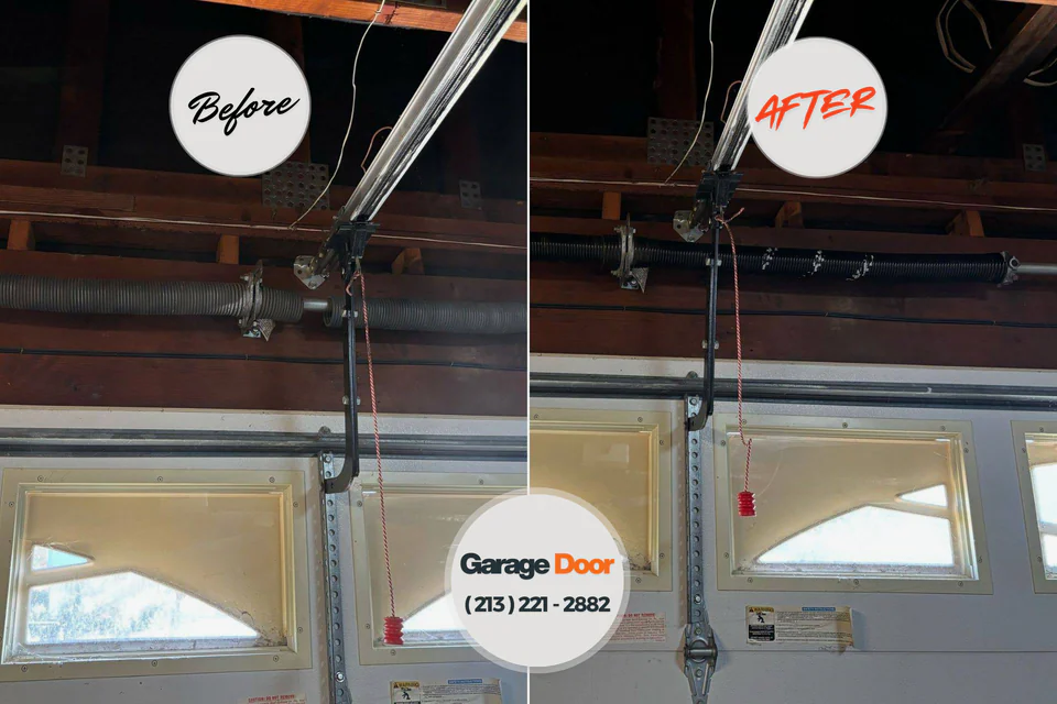Before and after: garage door repair Lenox, IA